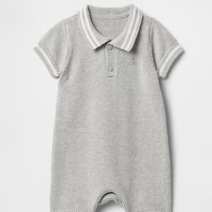 Baby Gap Newborn Baby Sweater Polo Shorty One-Piece Gray Collared 3-6M Worn Once